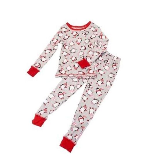René Rofé Girl SIZE 10 Gray & Red Penguin Pajama & Scrunchie Set - Picture 5 of 6